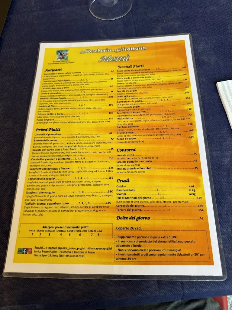 Menu_Jonica Pesce Puglisi - Trattoria di Pesce e Pescheria_Noto_image_1