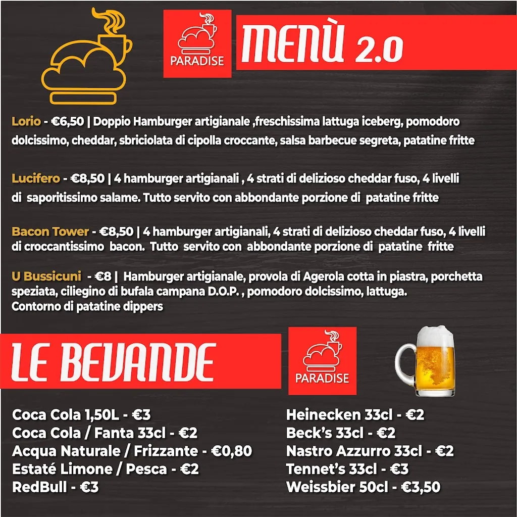 Menu_Paradise café_Palma di Montechiaro_immagine_1