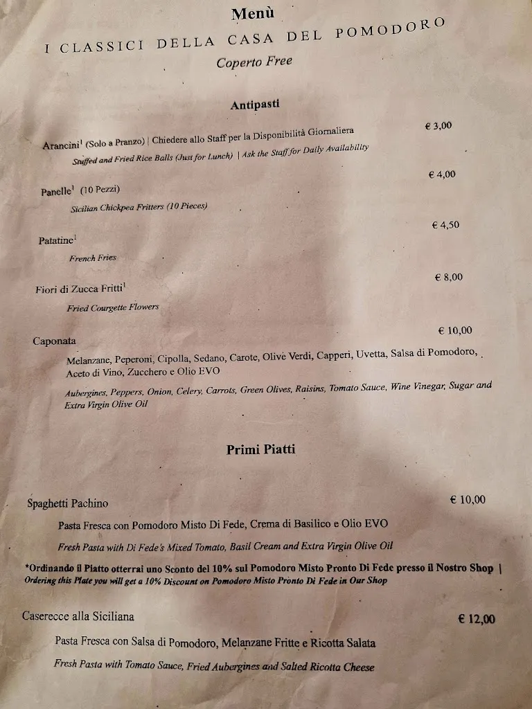 Menu_La Casa del Pomodoro - Bistrot_Pachino_image_1