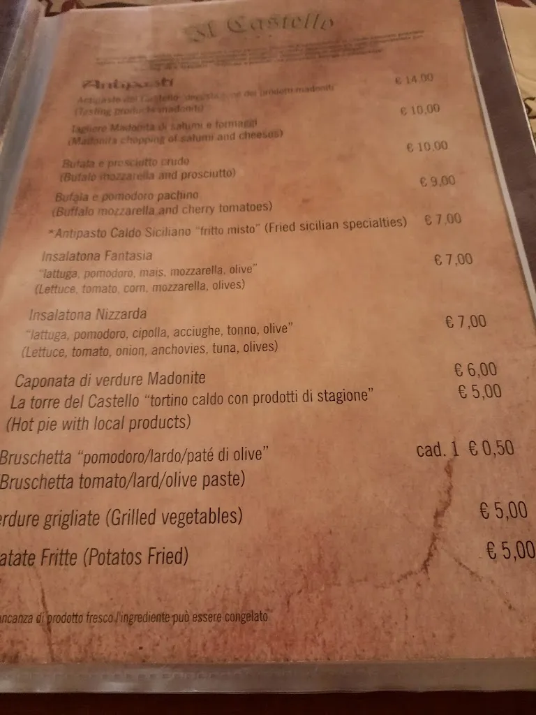Menu_Il Castello Ristorante - Pizzeria - Albergo_Petralia Sottana_image_3