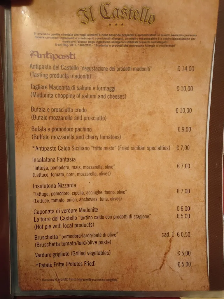 Menu_Il Castello Ristorante - Pizzeria - Albergo_Petralia Sottana_image_4