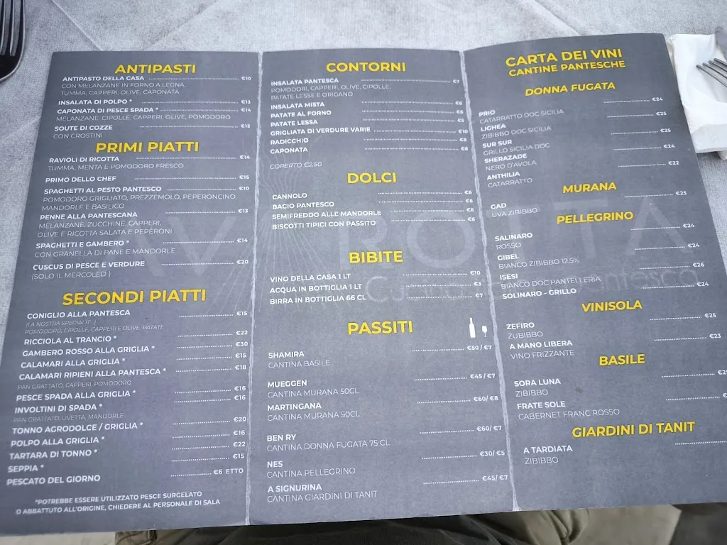 Menu_trattoria a favarotta_Pantelleria_image_1