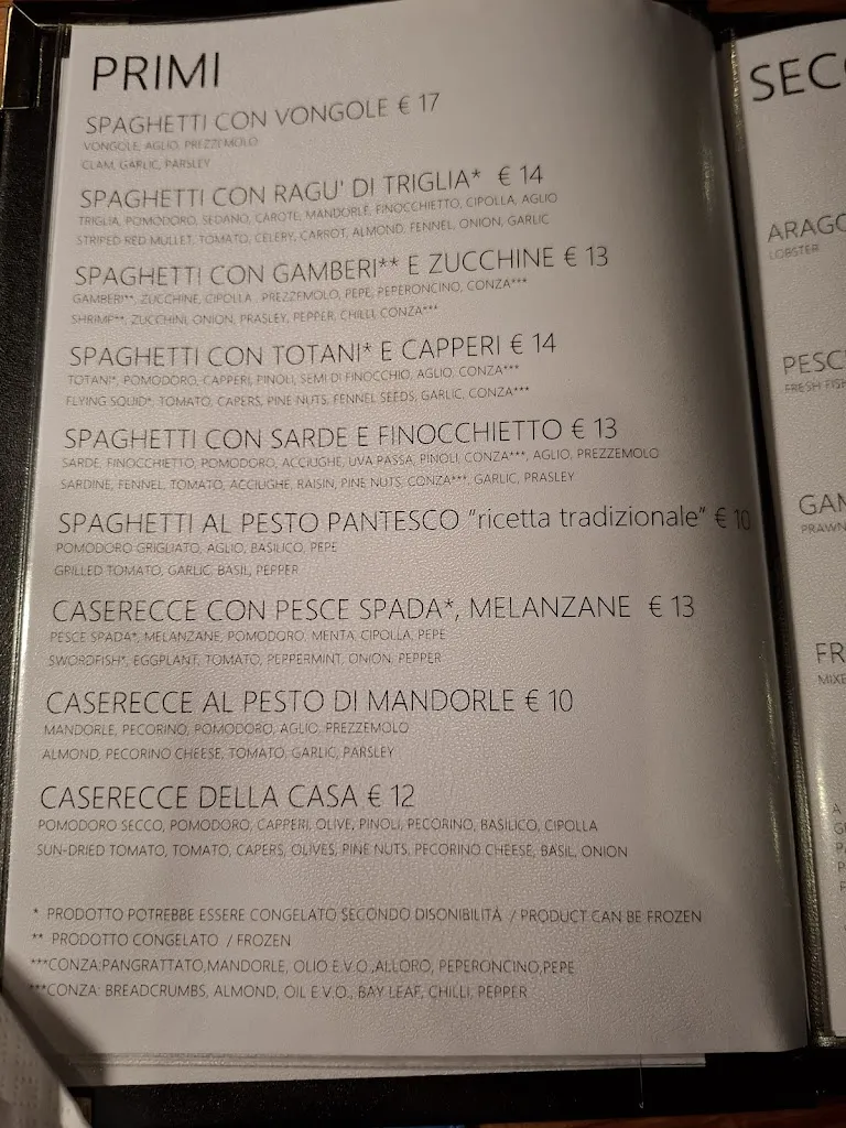 Menu_Ristorante Bar La Vela_Pantelleria_image_1