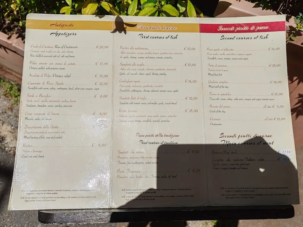 Menu_La Grotta di Vigata_Porto Empedocle_immagine_1