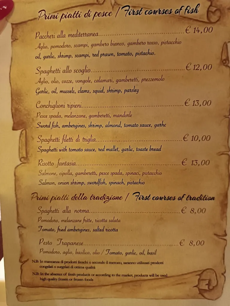 Menu_La Grotta di Vigata_Porto Empedocle_immagine_2