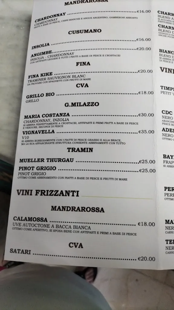 Menu_Al Bivio Wine bar restaurant 