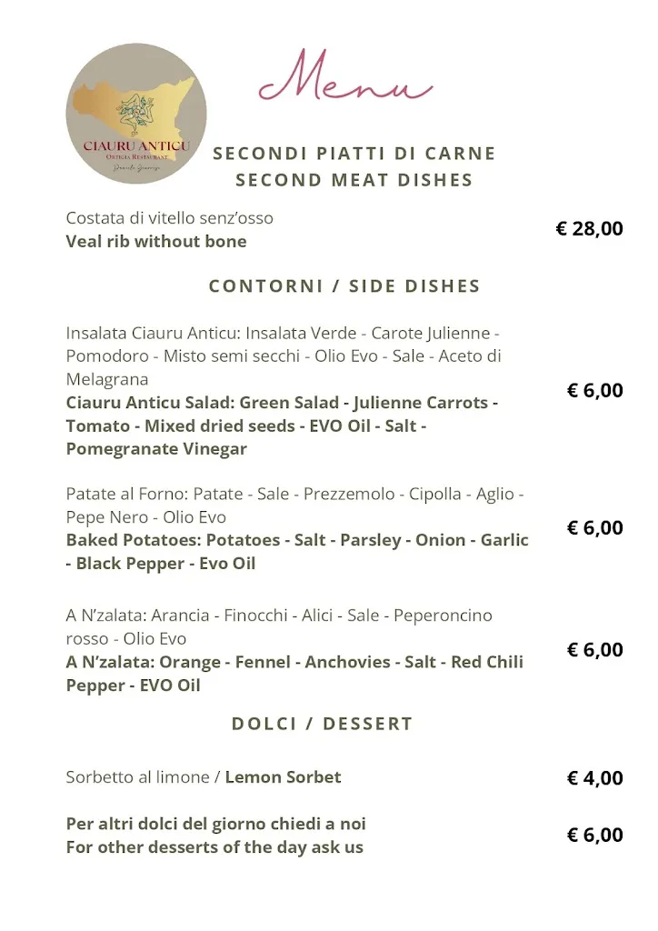 Menu_Ciauru Anticu Ortigia Restaurant Daniele Genovese_Provincia di Siracusa_image_2