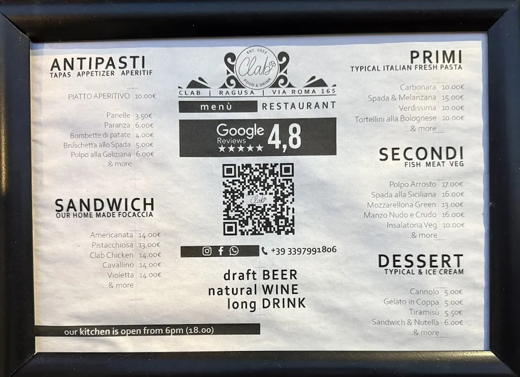 Menu_CLAB - Pizza & Cucina_Ragusa_image_1