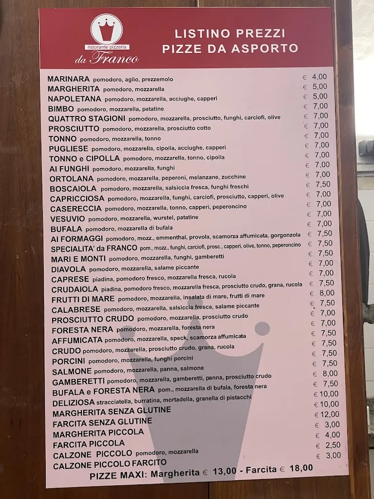 Menu_Ristorante Pizzeria Da Franco_Leverano_image_1