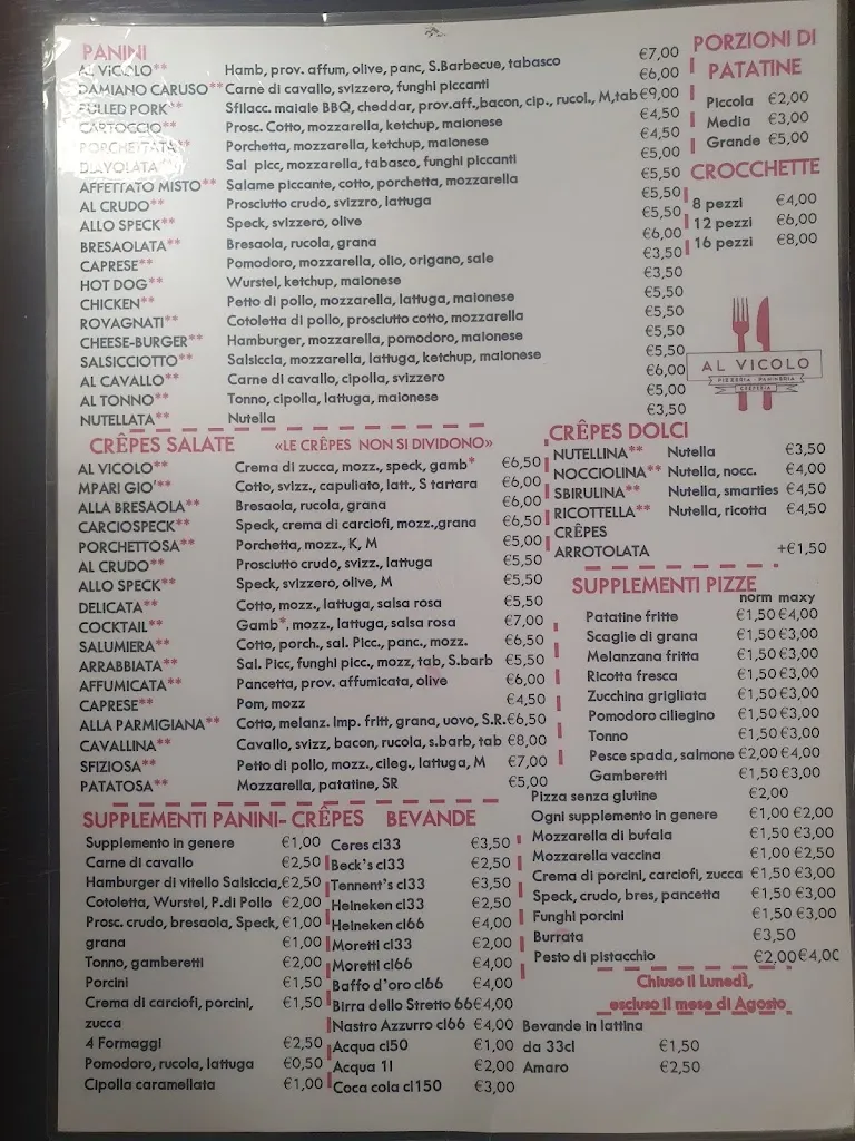 Menu_Al Vicolo Pizzeria Panineria Creperia_Santa Croce Camerina_image_1
