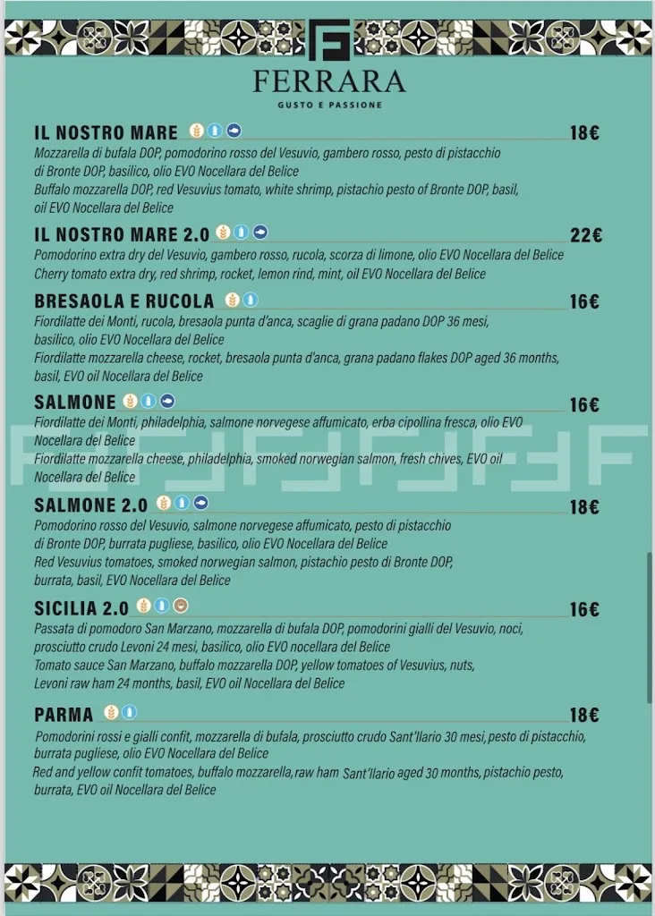 Menu_Ferrara gusto e passione, ristorante a base di pesce , pizzeria napoletana e conteporanea_Santa Teresa di Riva_image_4