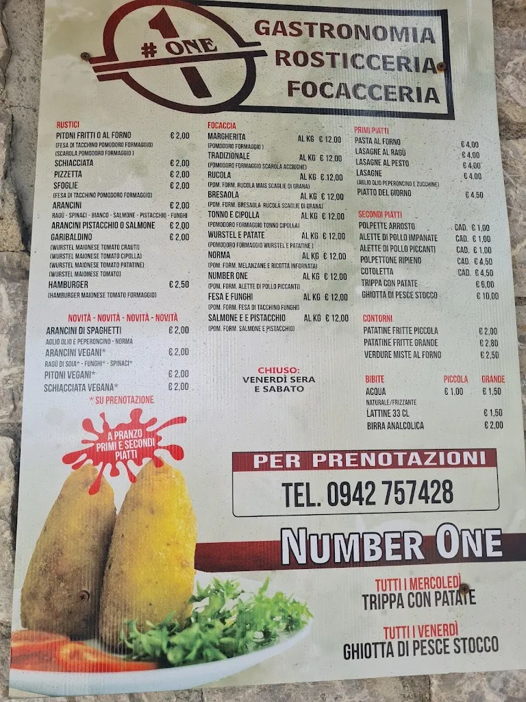 Menu_Focacceria Rosticceria Gastronomia “Number One” Di Giusi Spataro_Santa Teresa di Riva_image_2