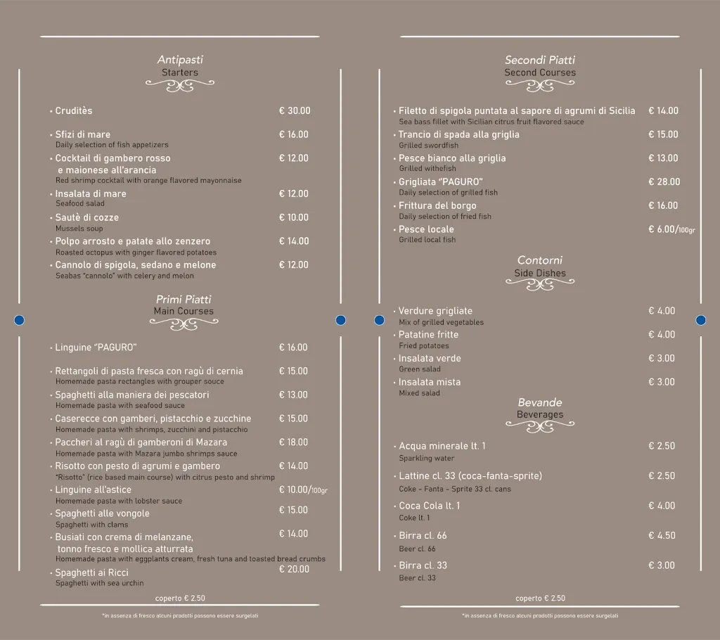 Menu_Ristorante @ Hotel Paguro_Siculiana_image_1