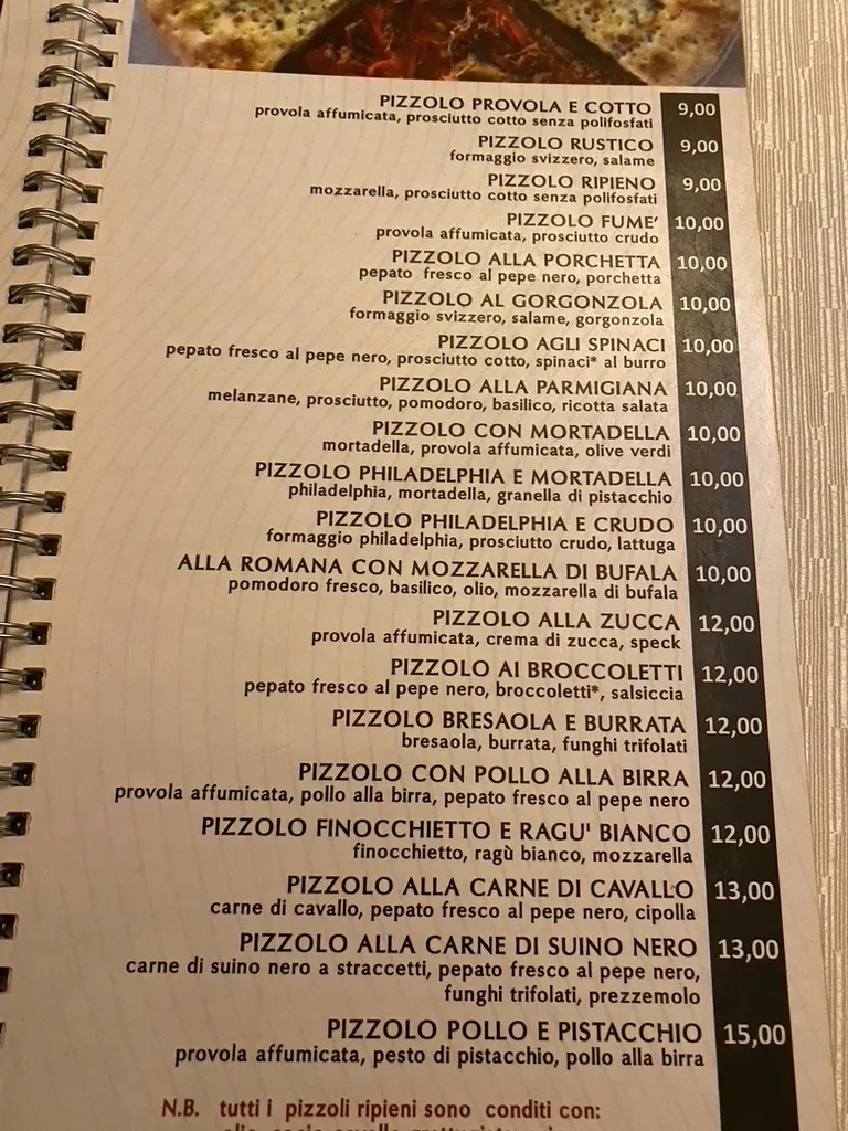 Menu_Pizzeria Pizzoleria 