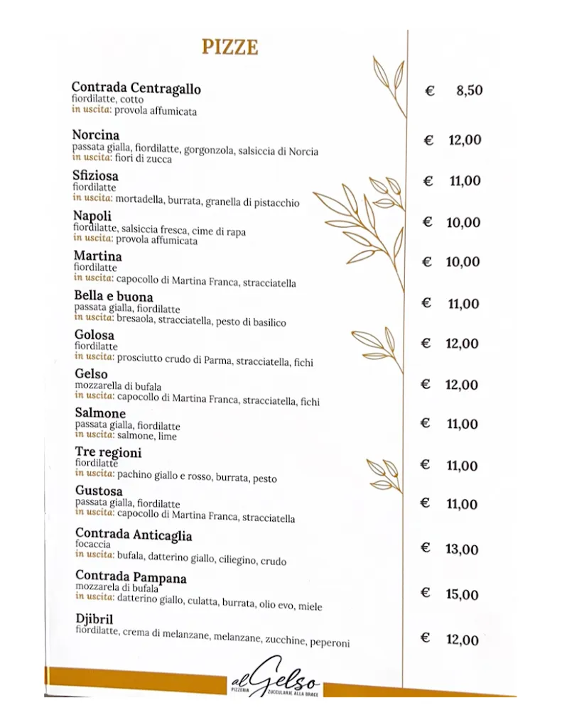 Menu_Al Gelso Lucera, PIZZA E ZUCCULARJE ALLA BRACE_Lucera_image_1