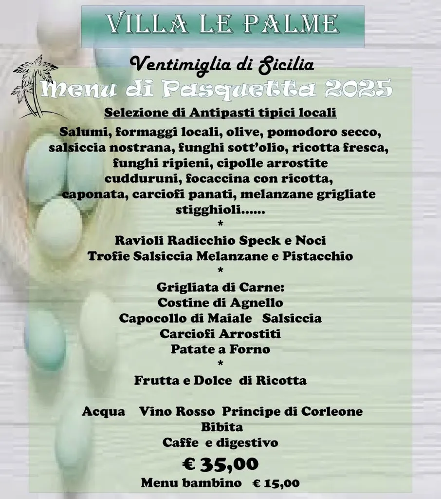 Menu_Villa Le Palme - Ristorante Pizzeria Sala ricevimenti_Ventimiglia di Sicilia_image_1