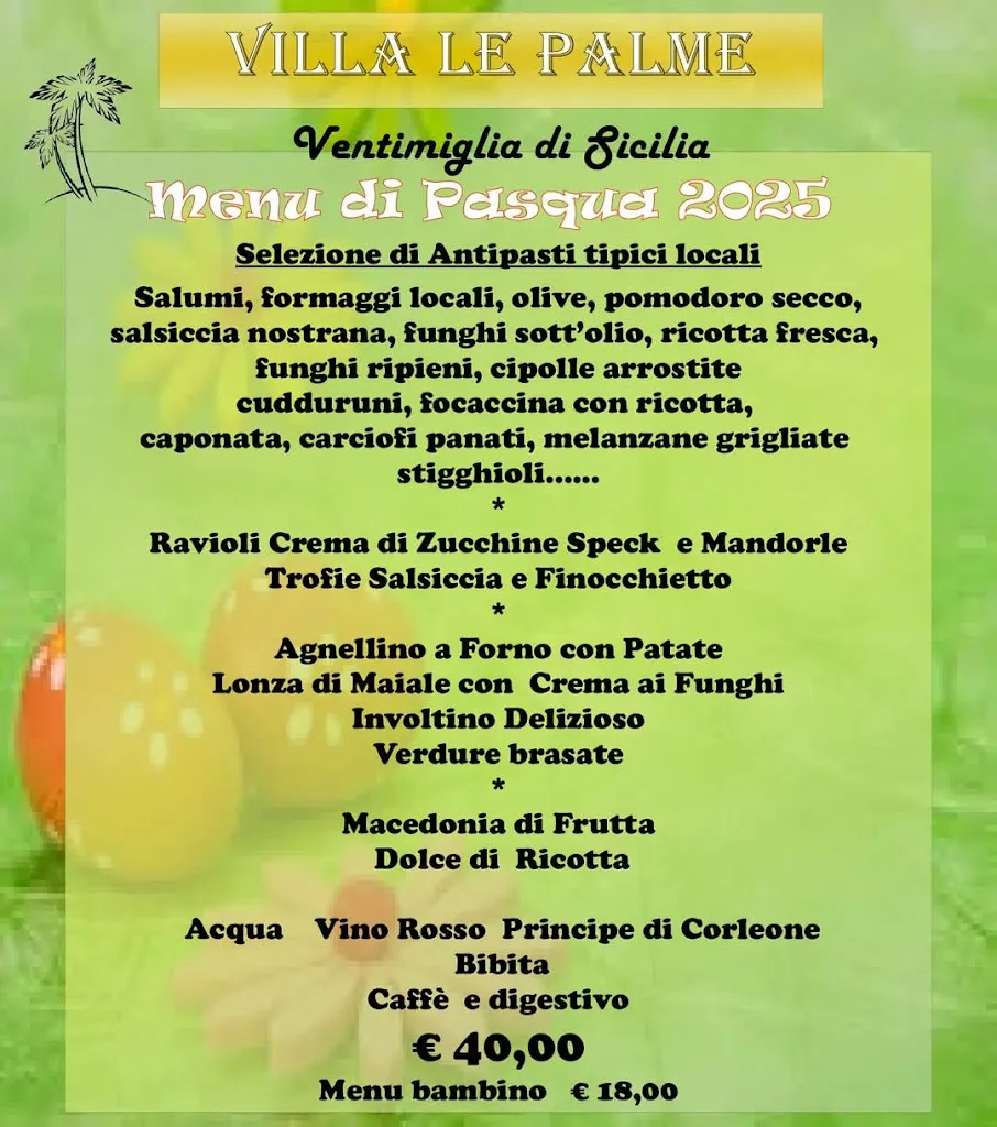 Menu_Villa Le Palme - Ristorante Pizzeria Sala ricevimenti_Ventimiglia di Sicilia_image_2