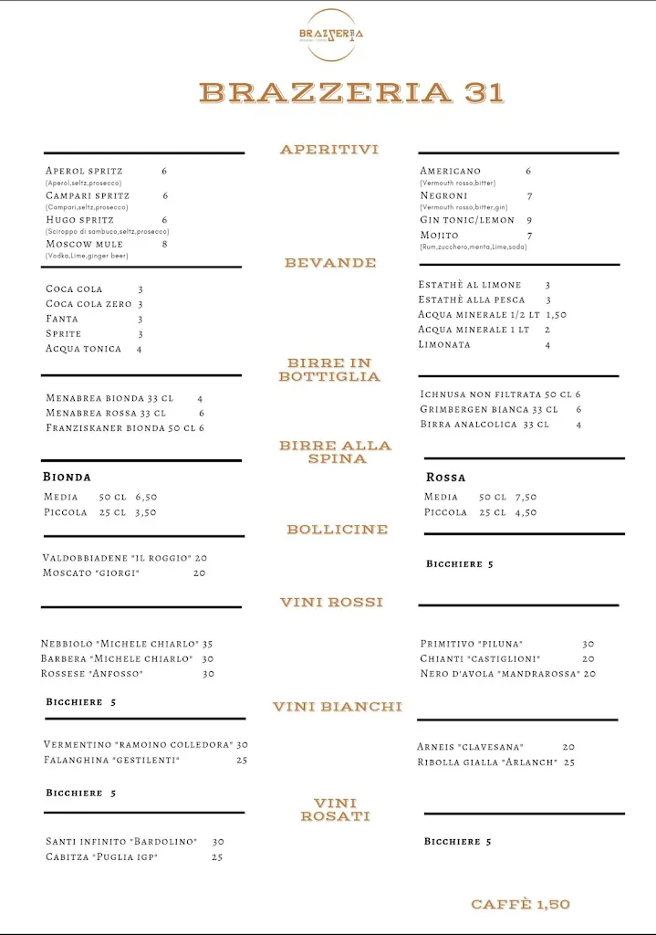 Menu_Brazzeria 31 - Pizzeria e Brasserie a Ventimiglia_Ventimiglia di Sicilia_image_2