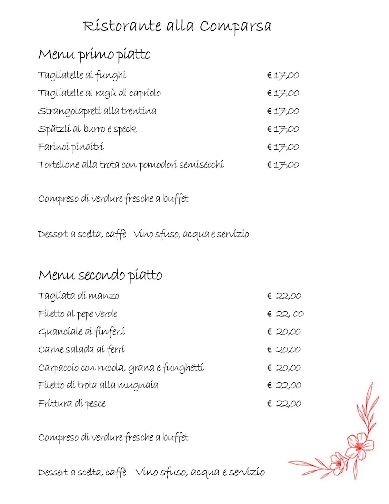 Menu_COMPARSA Ristorante Tipico Trentino_Baselga di Pinè_image_1