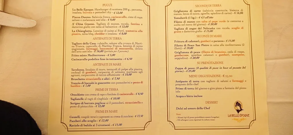 Menu_La Belle Époque - Ristorante e Pizzeria - Bar, Pasticceria, Gelateria_Lucera_image_1