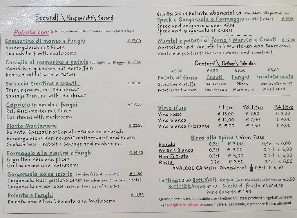 Menu_Rifugio La Montanara Tovre Plateau Molveno_Andalo_image_1