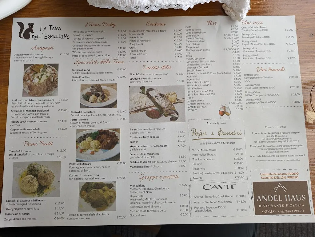 La Tana dell'Ermellino restaurant in Andalo