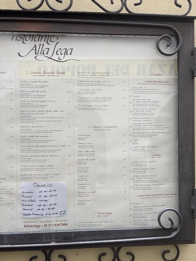 Menü_Ristorante alla Lega_Bolognano-Vignole_Bild_1