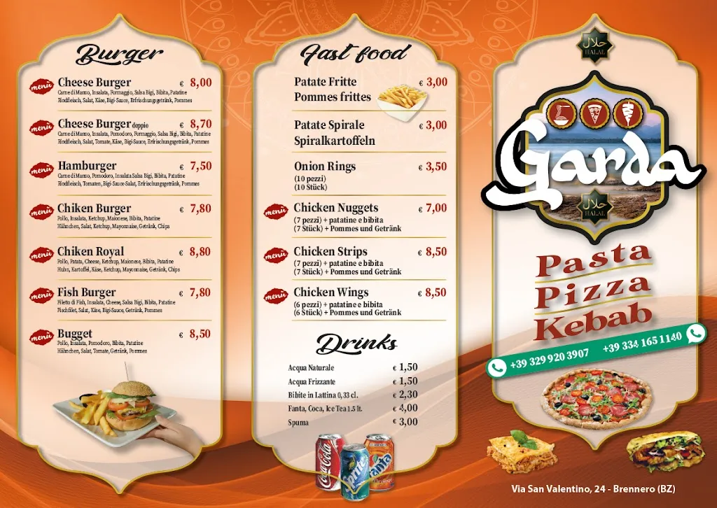 Menu_Garda pasta pizza kabeb brennero italia_Brennero - Brenner_image_2