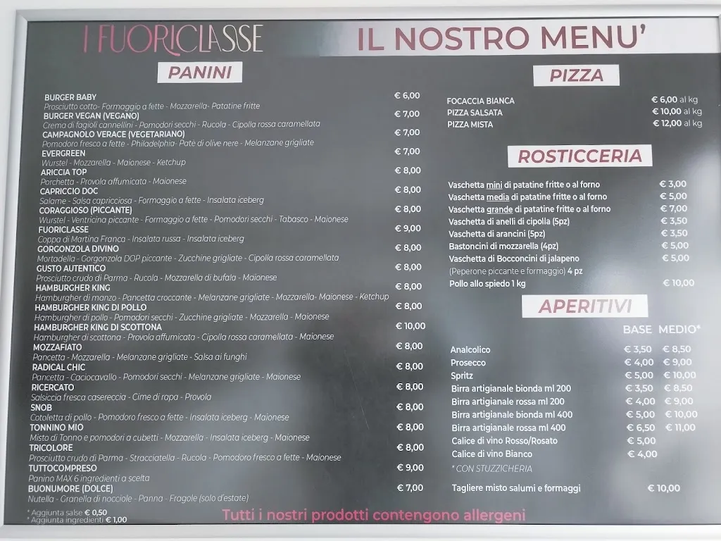 Menu_I Fuoriclasse Risto Bar Paninoteca_Lucera_image_2