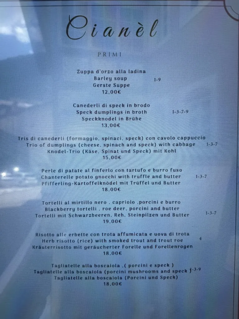 Menu_Cianèl_Campitello di Fassa_immagine_1