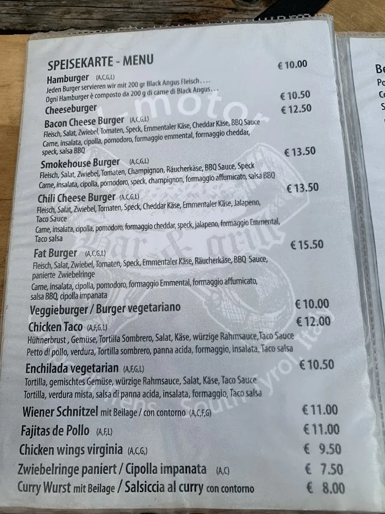 Menu_V MOTOR Bar & Grill_Campo di Trens_image_1