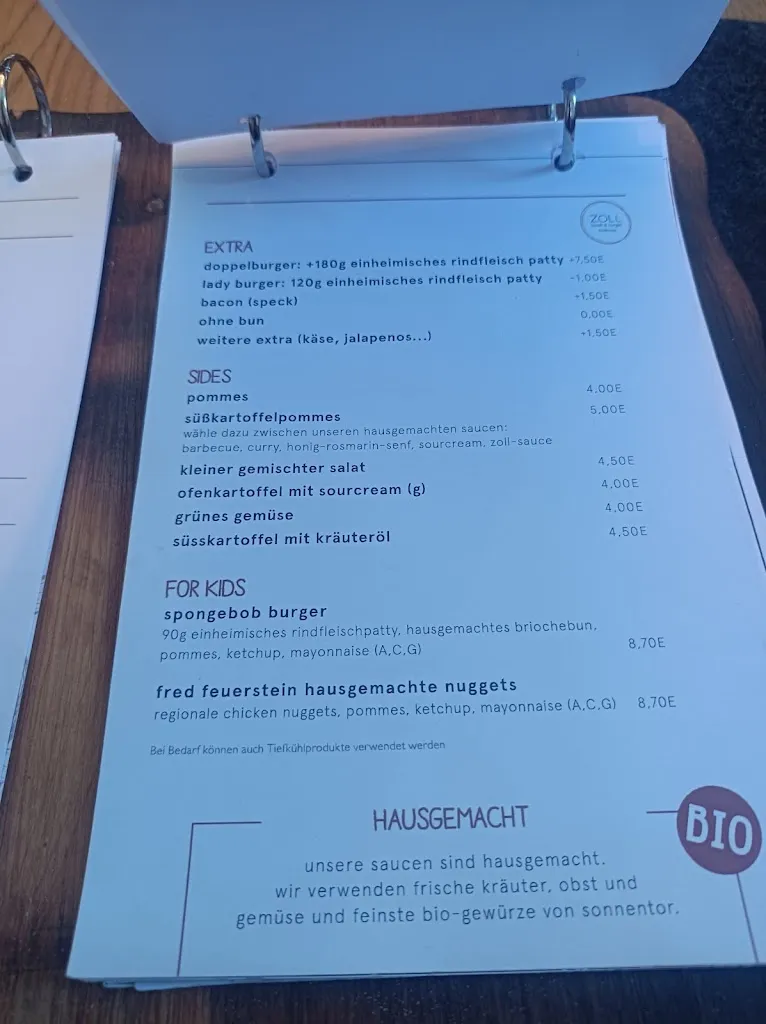 Menu_Zoll Steakhouse, Burger & more_Campo di Trens_image_1