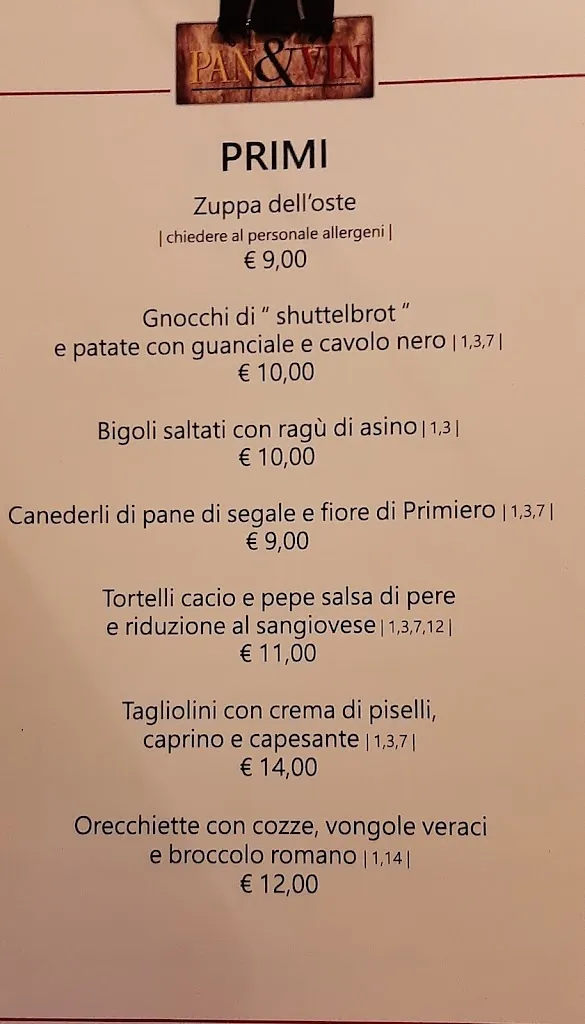 Menu_Ristorante Osteria Pan & Vin_Canal San Bovo_image_2