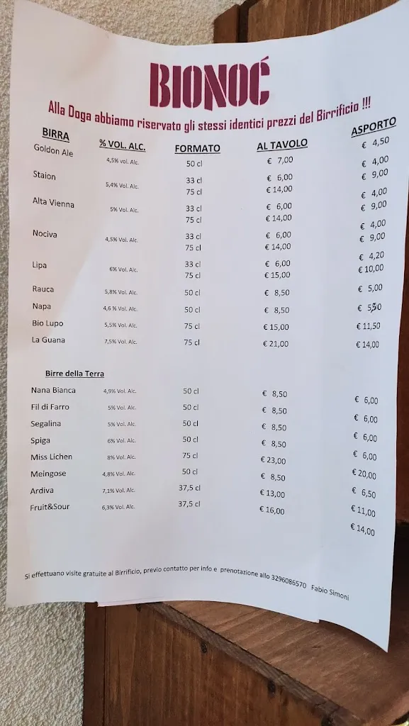 Menu_La Doga_Canal San Bovo_image_1