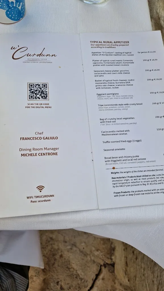 Menu_Restaurant U Curdunn_Locorotondo_image_1