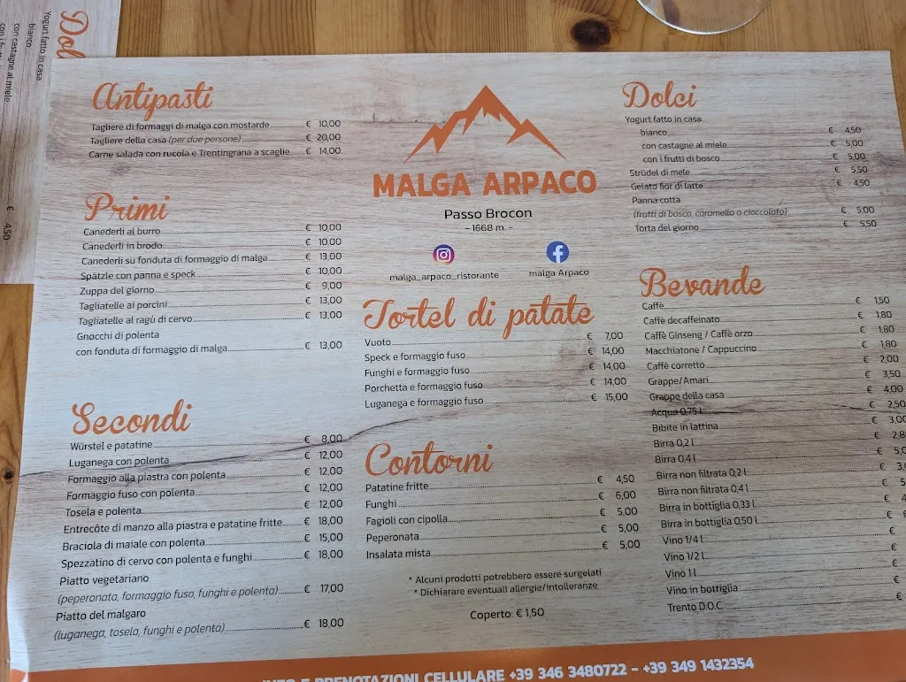 Menu_Agritur Malga Arpaco_Castello Tesino_immagine_1