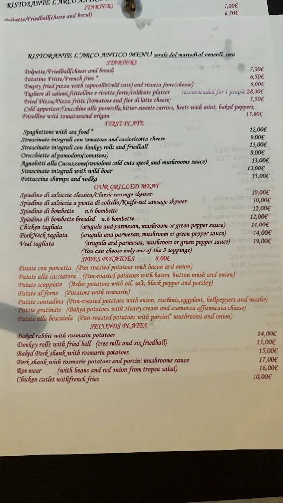 Menu_L'Arco Antico - Ristorante Pizzeria carne alla brace_Locorotondo_immagine_2