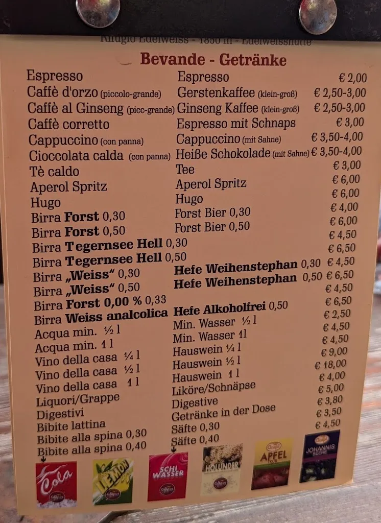 Menu_Edelweiß-Hütte_Corvara in Badia_immagine_2