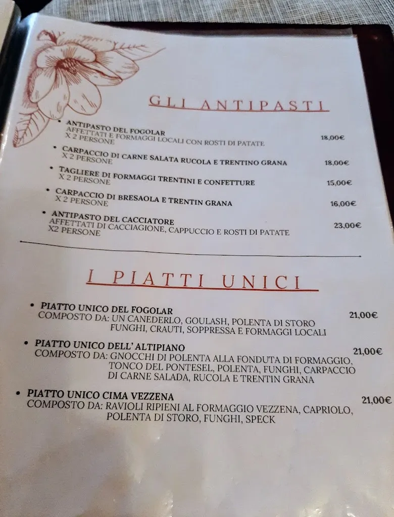 Menu_Ristorante Trattoria Al Fogolar_Folgaria_image_1