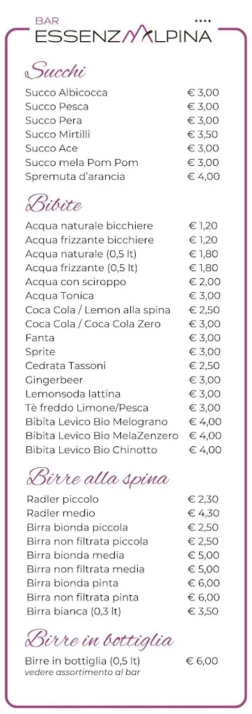 Menu_Bar Essenza Alpina_Folgaria_image_2