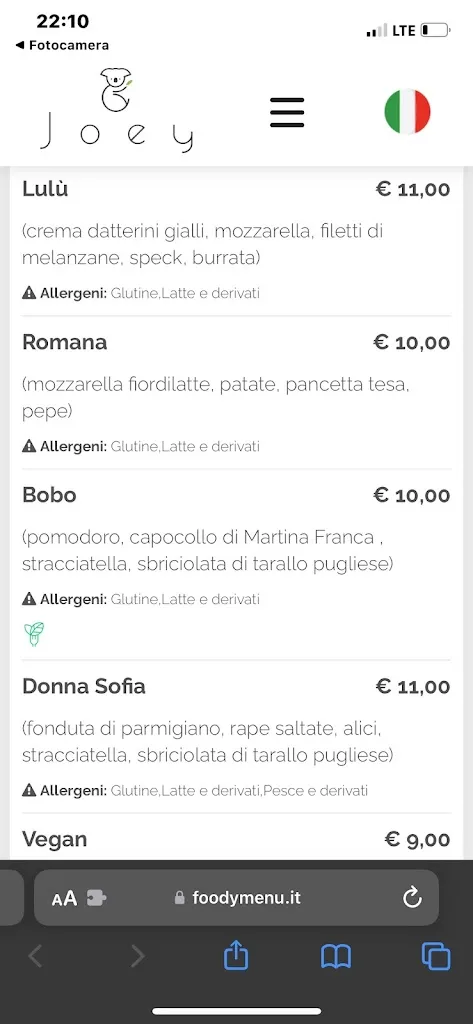 Menu_Joey bistrot cafe'_Maglie_image_1