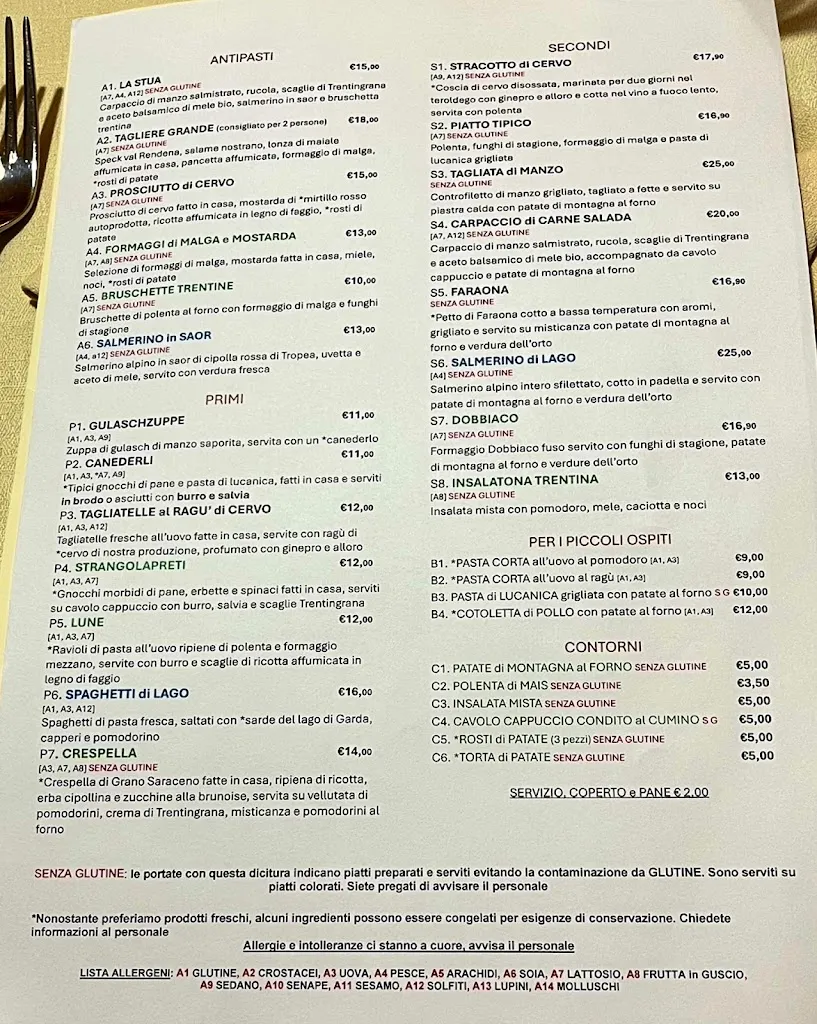 Menü_Ristorante La Stua_Levico Terme_Bild_1