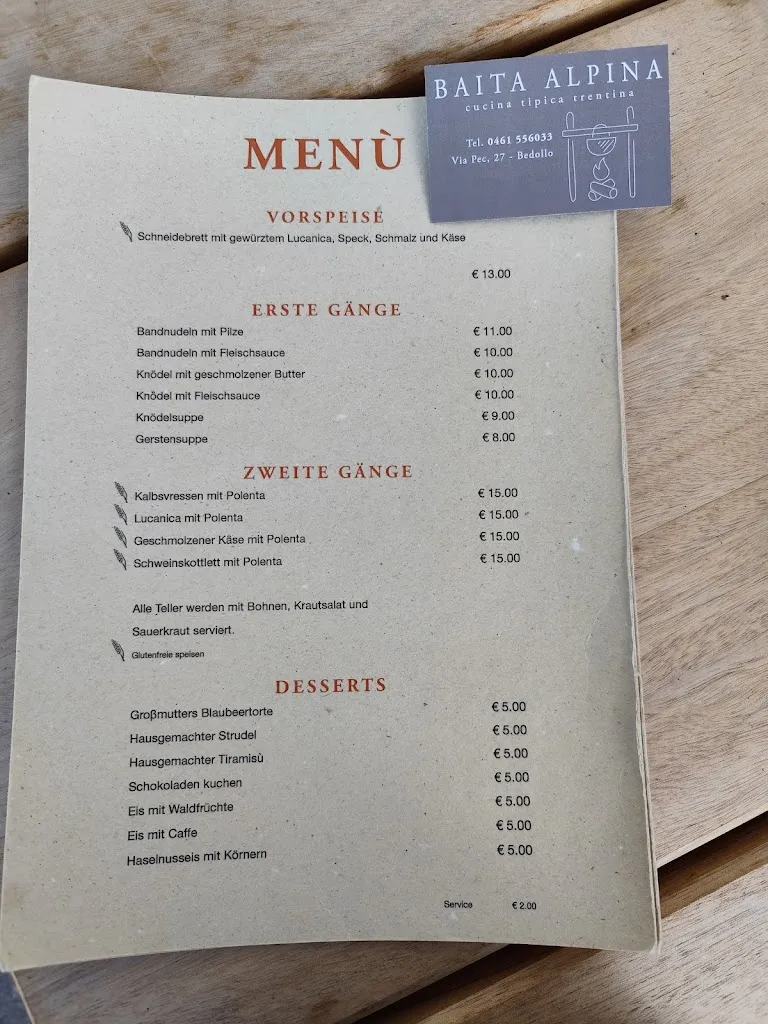 Menu_Ristorante Bar Baita Alpina_Miola di Pinè_image_1