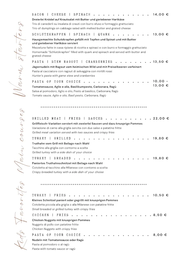 Menu_NoLé Pizzeria Restaurant_Monguelfo_image_1