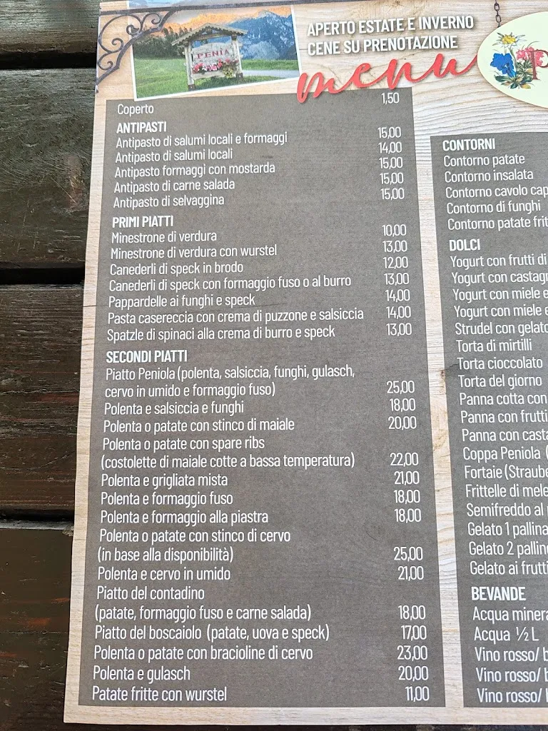Menü_Ristorante Malga Peniola_Moena_Bild_1