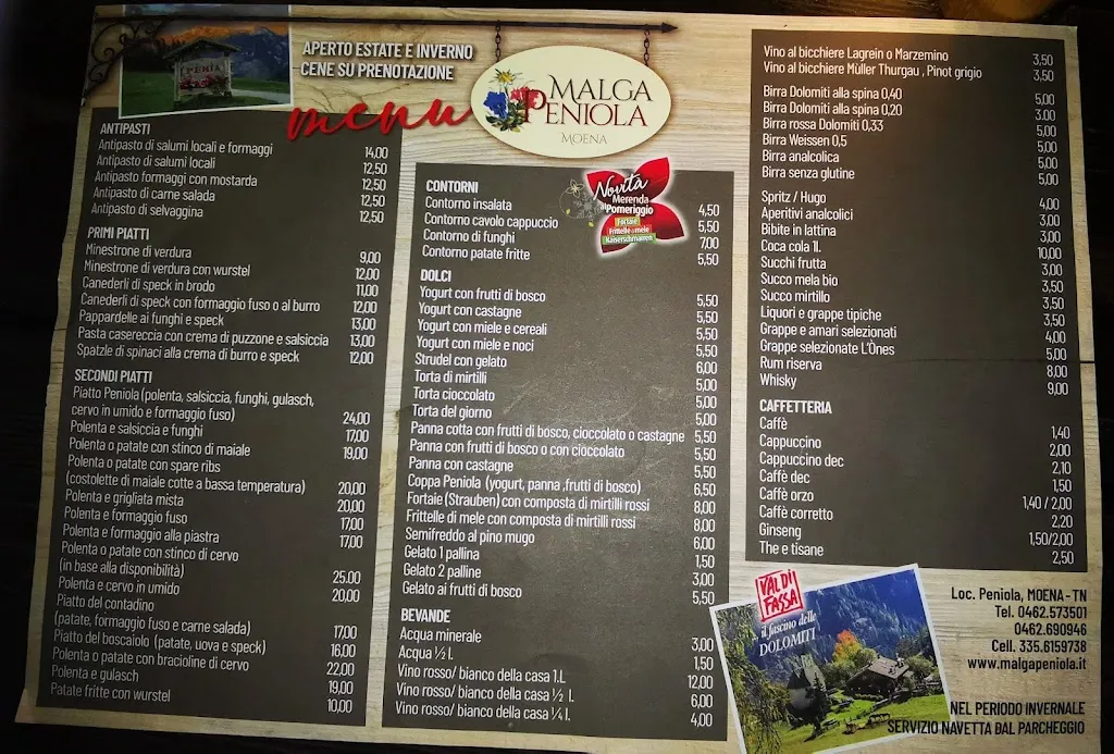 Menü_Ristorante Malga Peniola_Moena_Bild_2