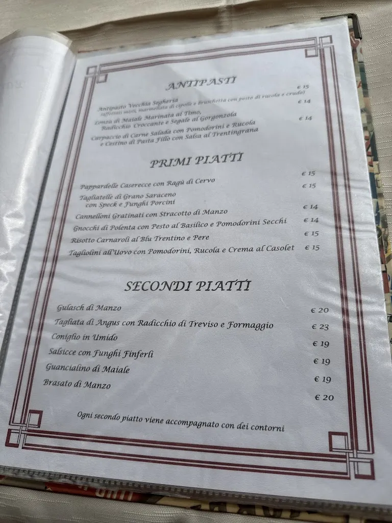 Menu_Ristorante Bar Pizzeria La Vecchia Segheria_Rumo_image_1