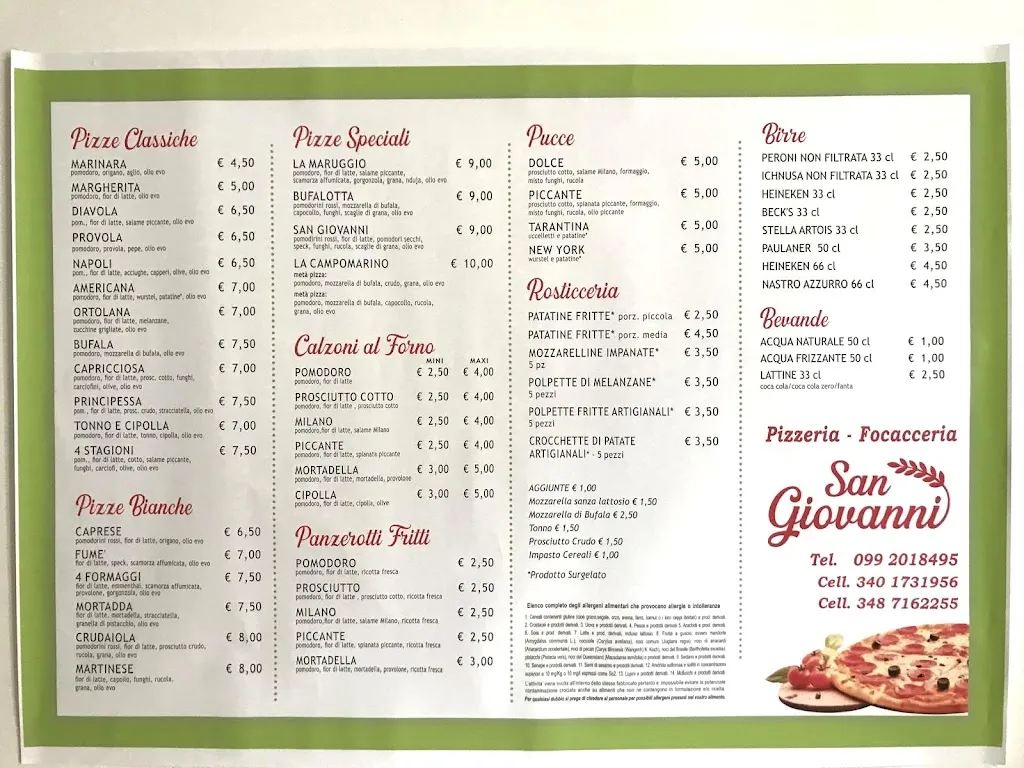 Menu_San Giovanni - Pizzeria Focacceria di Vito Calamito_Maruggio_image_1