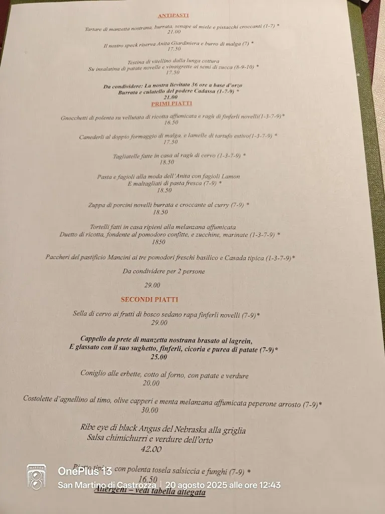 Menu_Ristorante Da Anita-Chalet Prà delle Nasse_San Martino_image_1