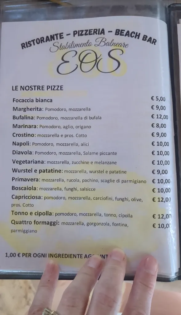 Menu_Stabilimento Balneare-Ristorante-Pizzeria 